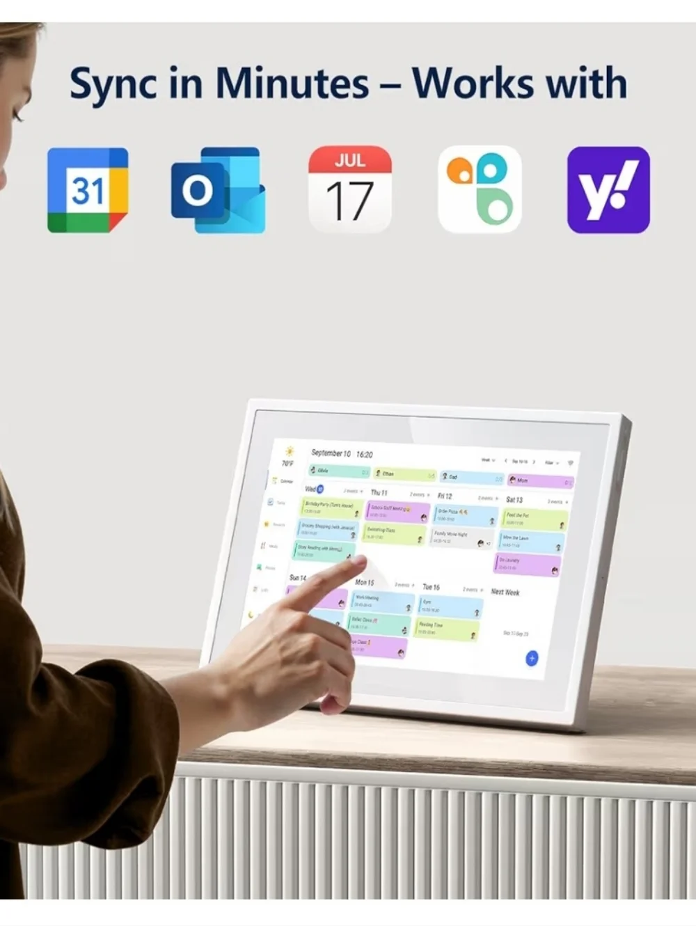 eCalendar 10.1 Inch Smart Electronic Desk Calendar - Black